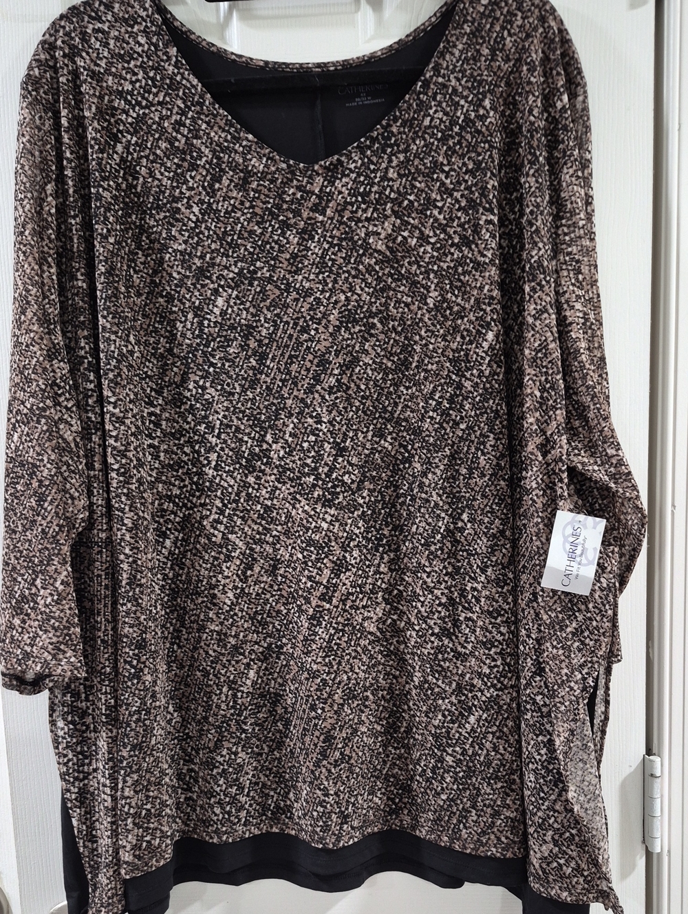 Catherines Black and Taupe Speckled Tunic Top